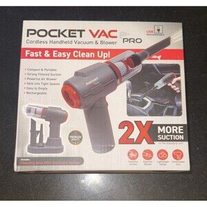 Pocket Vac PRO Vacuum, Rechargeable Handheld Vacuum / Blower with Charging Dock